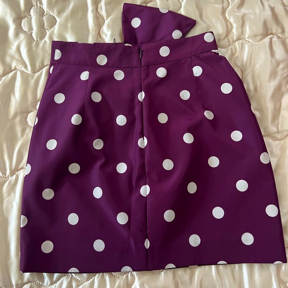 Zara Purple and White Polka Dots Miniskirt with Bow Embellishment - Picture 11 of 11
